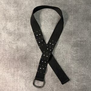 Black Studded Fabric D-Ring Belt